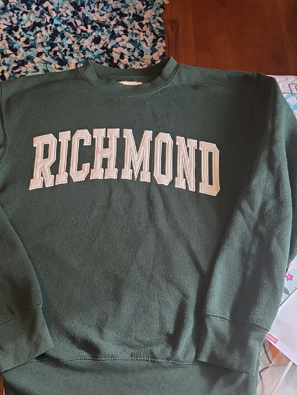 Richmond Crewneck Sweatshirt in Forest Green with White Lettering